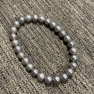 Pale Silver Freshwater Pearl Stretch Bracelet